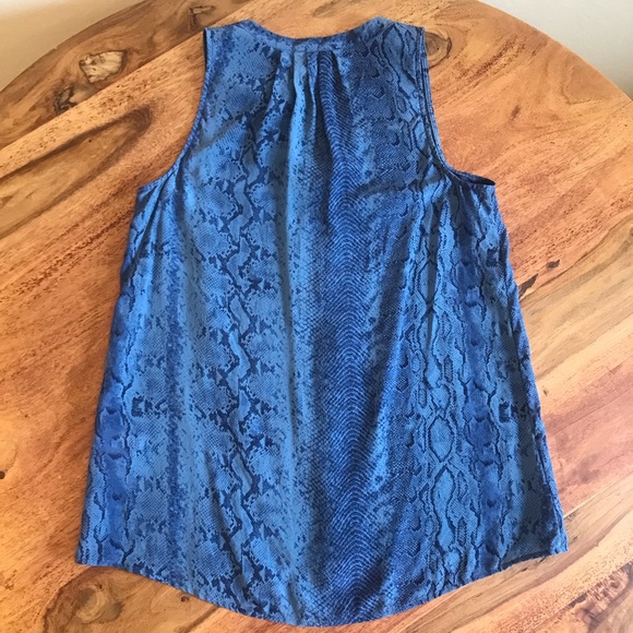 Joie Blue Aruna Split Neck Snakeskin Print Top - Picture 5 of 9